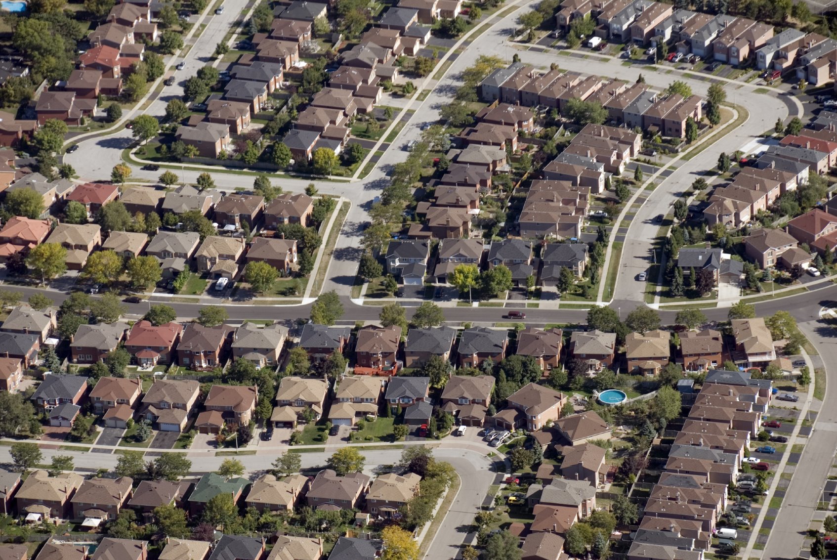 Aerial view of a residential community representing nationwide coverage
